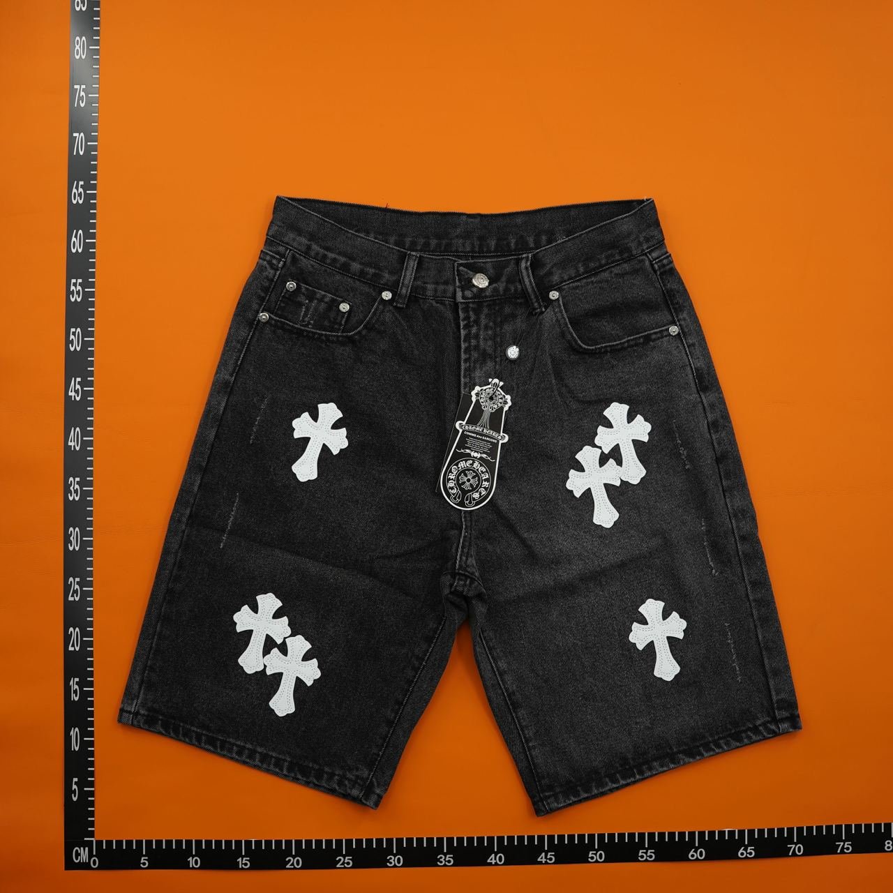  Chrome Hearts Cross Patch Denim Shorts -2