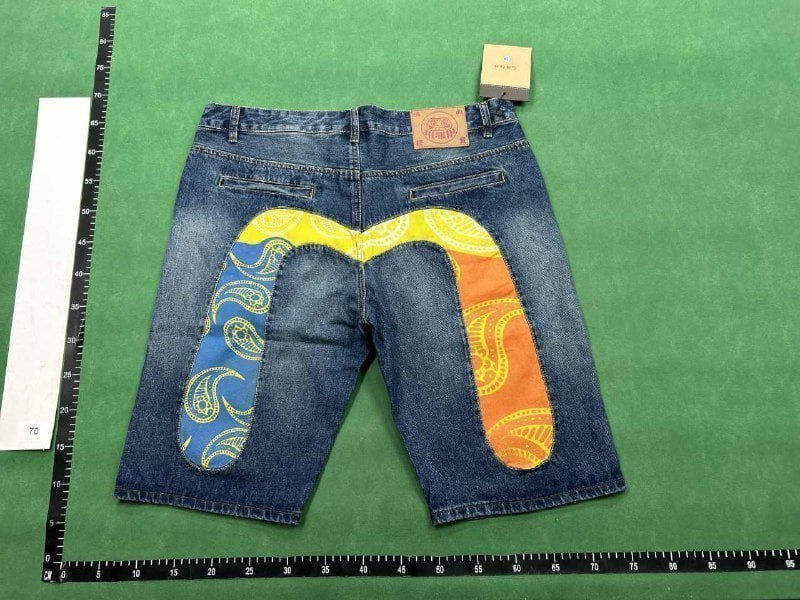 Evisu Denim Shorts [Multiple Designs Including Seagull, Daruma, and Cat Motifs] -2