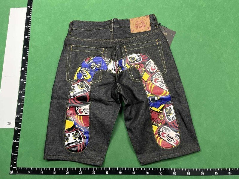 Evisu Denim Shorts [Multiple Designs Including Seagull, Daruma, and Cat Motifs] -3