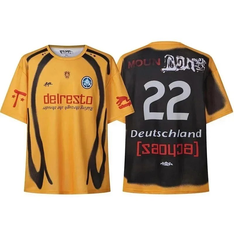 Men's football uniform loose mesh sports jersey-1119                   -5