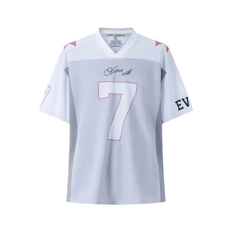 Spliced ​​letter print short-sleeved T-shirt digital mesh sports jersey-1908                   -1